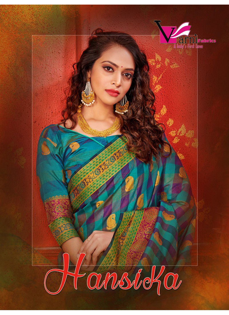 VARNI HANSIKA EXCLUSIVE ART SILK PARTY WEAR DESIGNER SAREE COLLECTOIN 